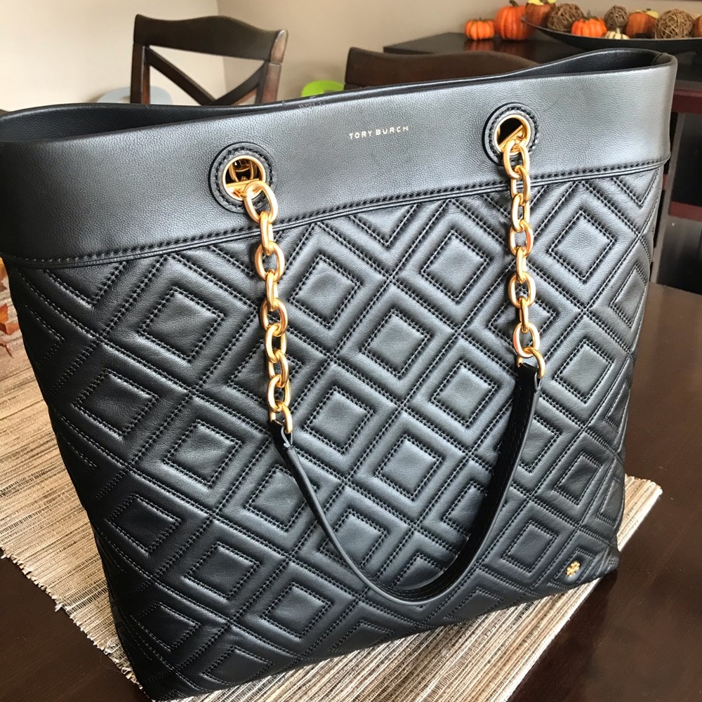 Tory Burch Fleming black leather tote